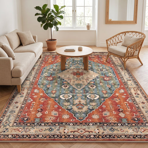 Amira Persian-style rug in a bright living room