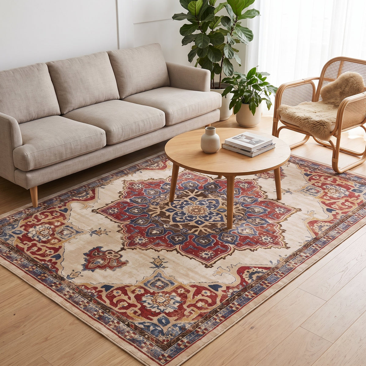 Aurelia Persian-style rug in a bright living room