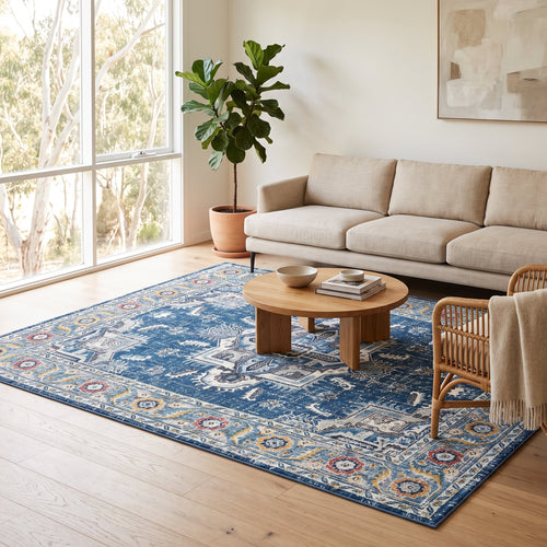Azure Persian-style rug in a bright living room