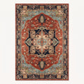 Darius Persian-style rug in burnt orange and navy, flat view