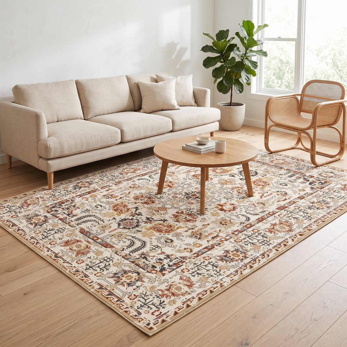 Elara Persian-style rug in a bright living room