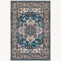 Harbour Persian-style rug in teal and charcoal, flat view
