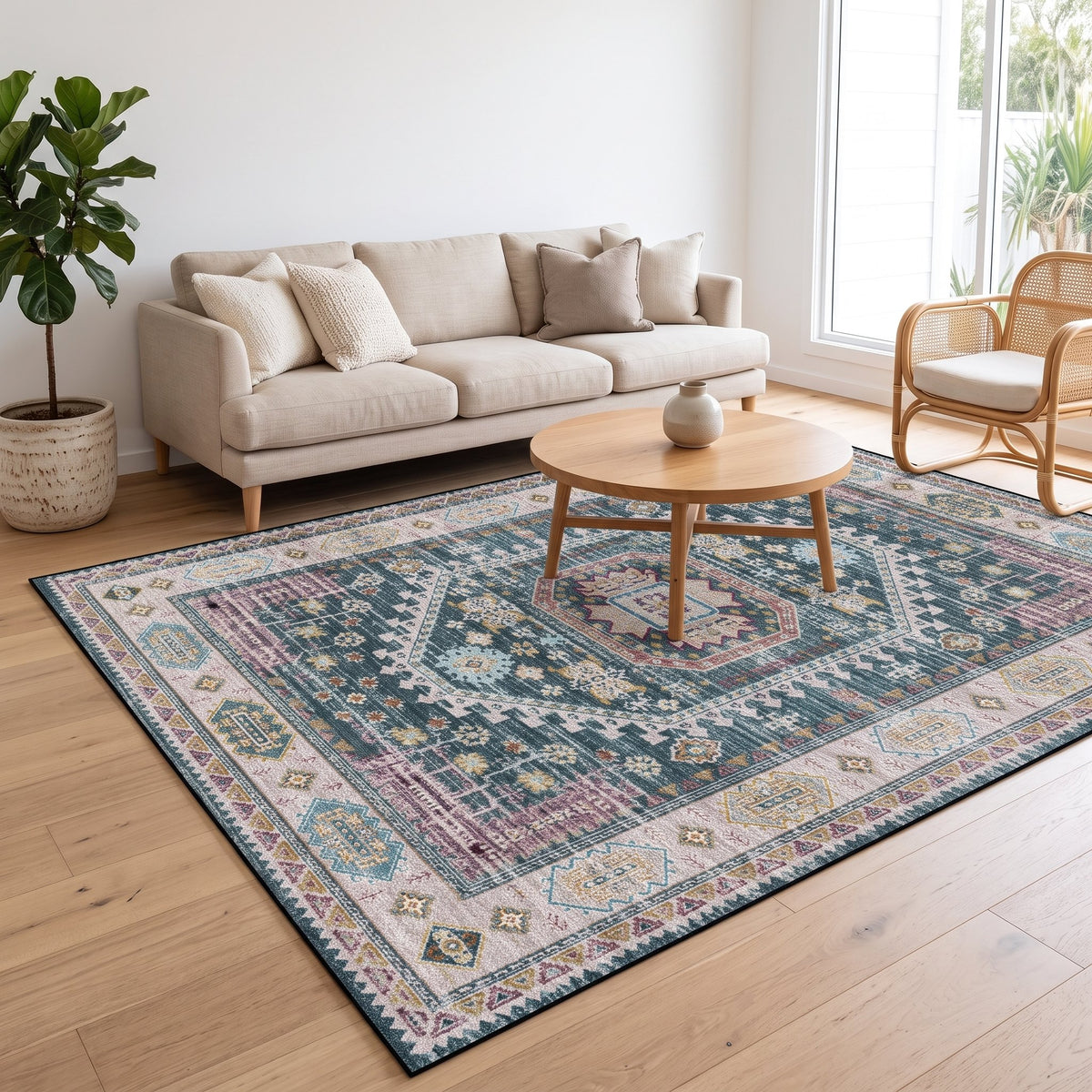 Harbour Persian-style rug in a bright living room