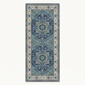 Indigo Persian-style runner in indigo and ivory, flat view