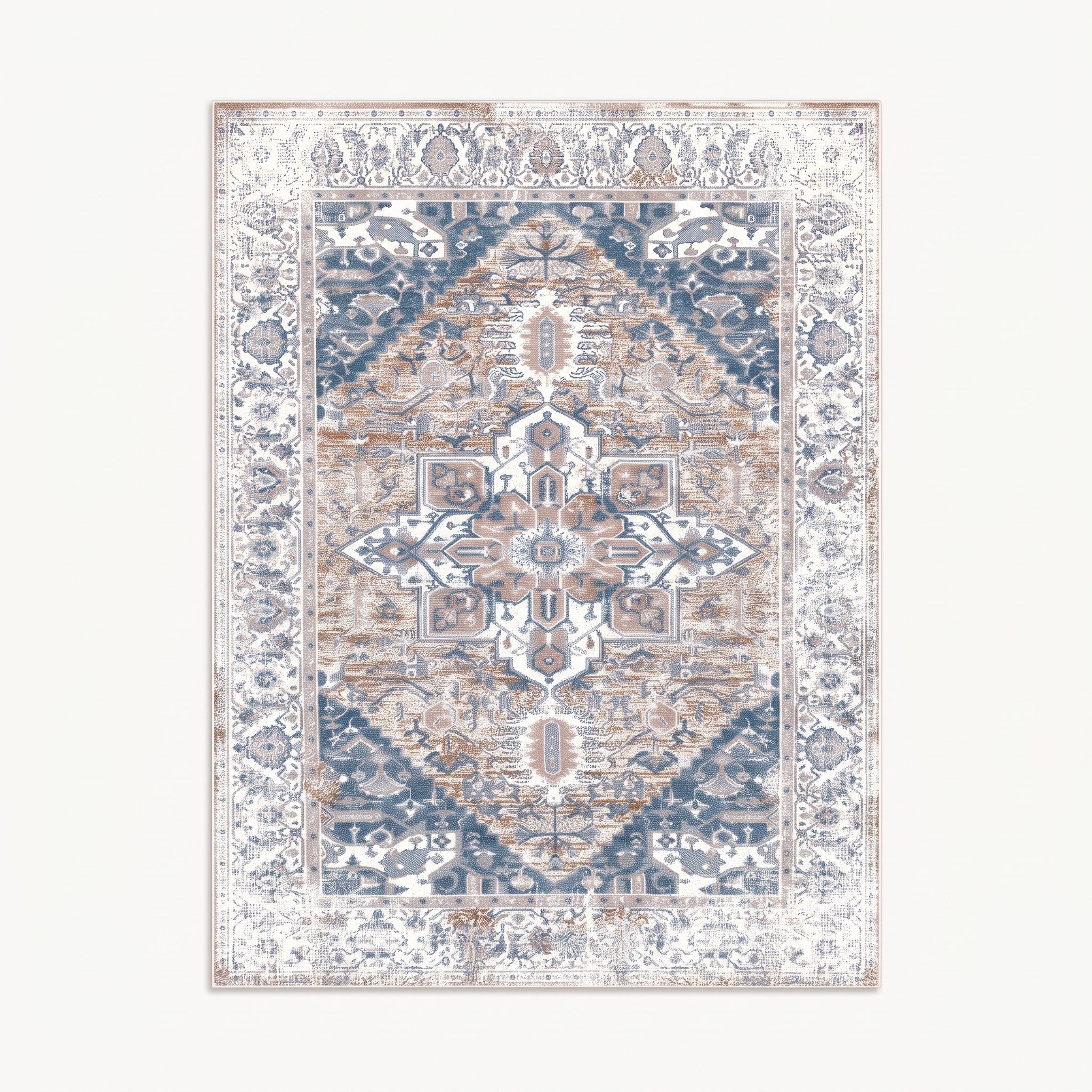 Luna Persian-Style Rug – Ivory & Mist Blue – Saffron Rug Co.