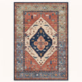 Marlow Persian-style rug in navy, rust and ivory, flat view