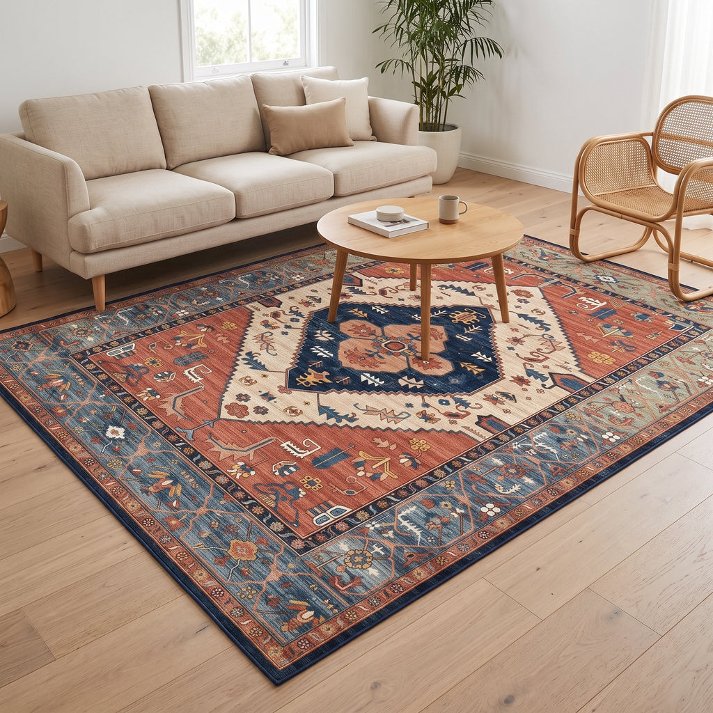 Marlow Persian-style rug in a bright living room