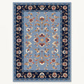 Midnight Persian-style rug in navy and rust floral, flat view
