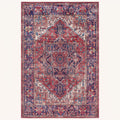 Mulberry Persian-style rug in berry and plum, flat view