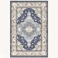 Nadia Persian-style rug in ivory and navy, flat view
