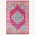 Peony Persian-style rug in raspberry and blush, flat view