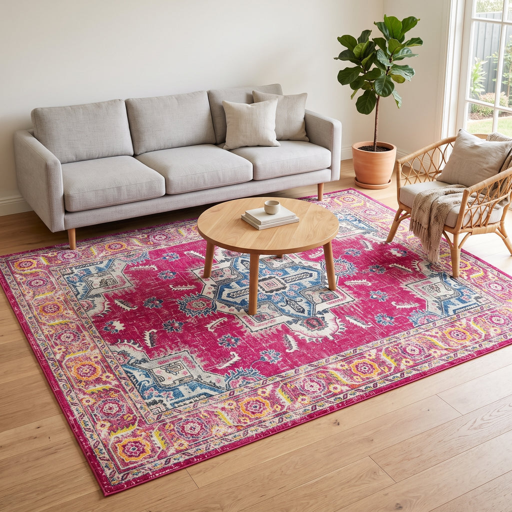 Peony Persian-style rug in a bright living room