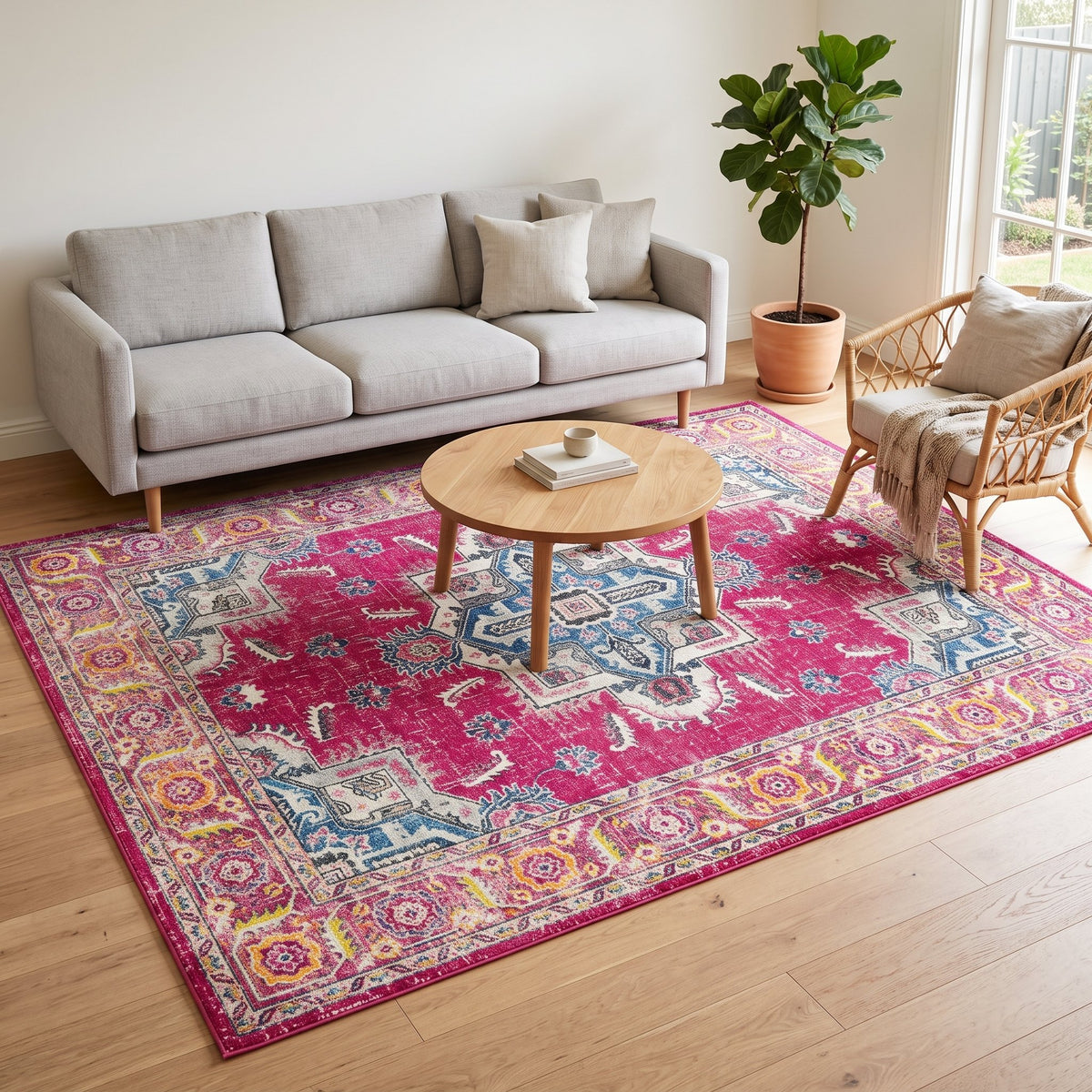 Peony Persian-style rug in a bright living room
