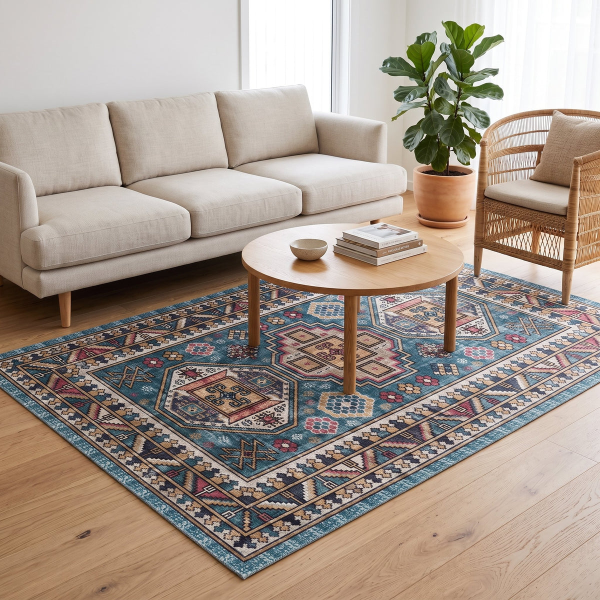 Soraya Persian-style rug in a bright living room