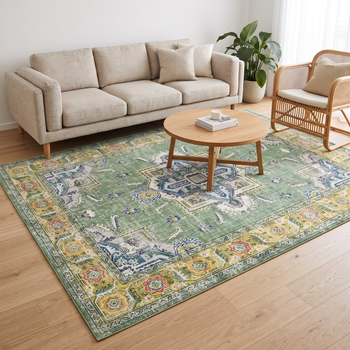 Willow Persian-style rug in a bright living room