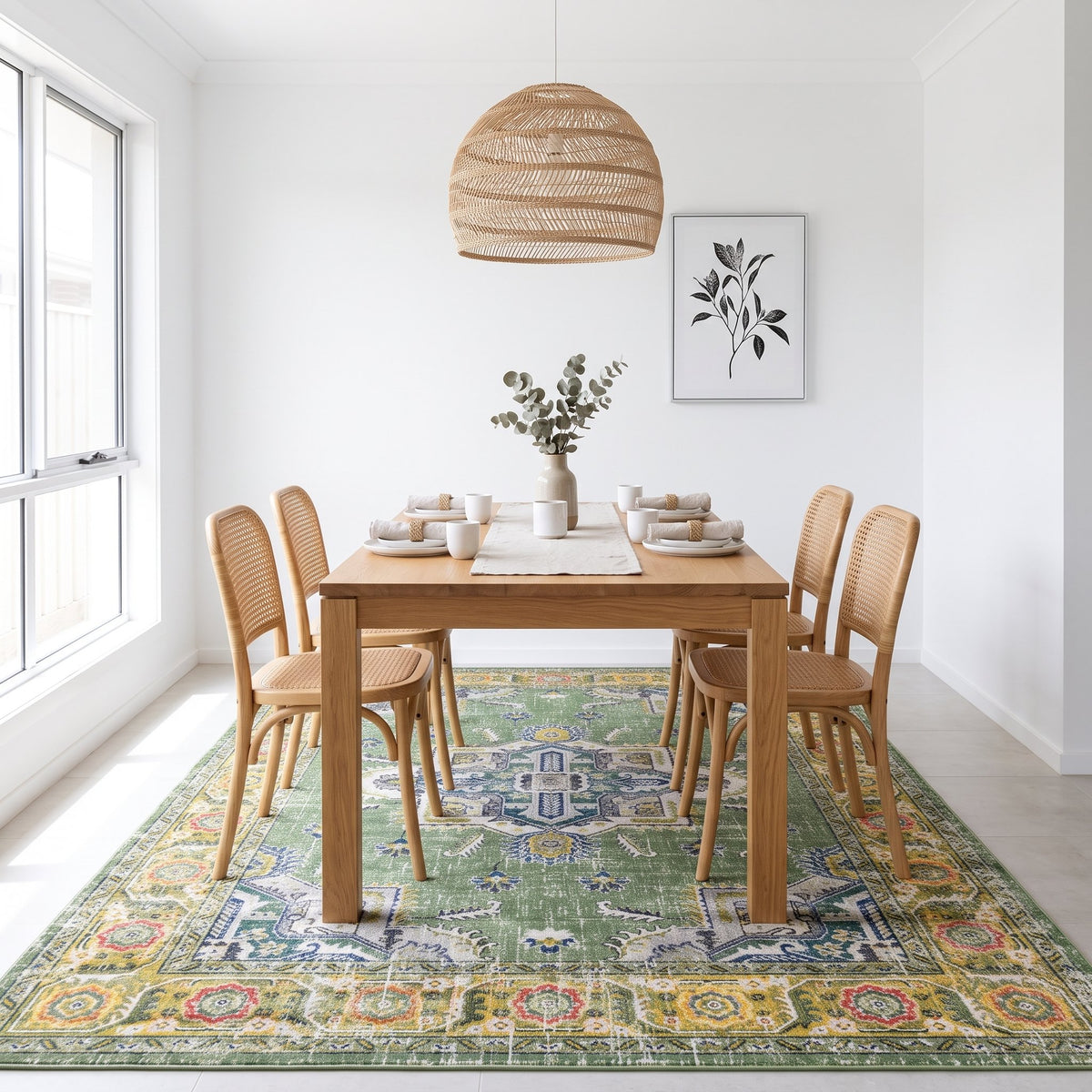 Willow Persian-style rug under a dining table
